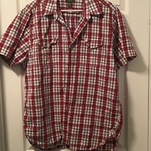 Timberland Red and White Plaid Button Down Shirt